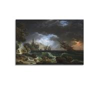 A Shipwreck in Stormy Seas by Claude Joseph Vernet Decorative Painting Canvas Wall Art Living Rooms Bedroom 08x12inch(20x30cm)