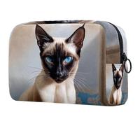 a Siamese Cat Cosmetic Bag for Women, Travel Toiletries Bags Large Makeup Handy Pouch Organiser Bag with Zipper