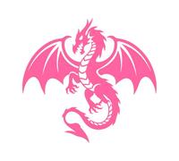 a Silhouette Logo of a Fierce Dragon Wall Decals 67.2x72cm Tattoo Culture Pink
