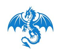 A Silhouette Logo of Fierce Dragon Wall Stickers 36x38.6cm Waterproof Blue