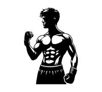 a Silhouette of a Man with a Boxing Glove Fine Carving Decals 36x51cm It Won't Fall Off Black