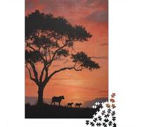 A Silhouette of An African Tree, A Lioness, And Two CubsPuzzles 1000 Pieces for Adults for Adults 1000 Piece Puzzle Educational Challenge Games Home Decoratio