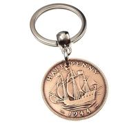 A Silver Dream 1944 British Half Penny Coin Keyring 81st Birthday