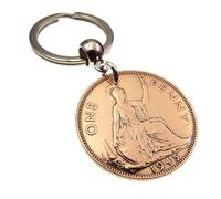 A Silver Dream 1945 British Penny Coin Keyring Birthday Anniversary Retirement His Hers Men Women