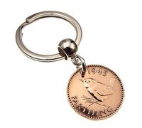 A Silver Dream 1945 Farthing British Coin Keyring Birthday Anniversary Retirement His Hers Men Women
