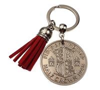A Silver Dream 1948 Half Crown Red Tassel Coin Keyring