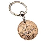 A Silver Dream 1950 British Half Penny Coin Keyring