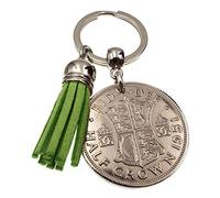 A Silver Dream 1951 Half Crown Coin Green Tassel Keyring
