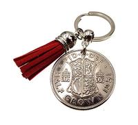 A Silver Dream 1951 Half Crown Coin Red Tassel Keyring