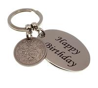 A Silver Dream 1954 HAPPY BIRTHDAY Sixpence Coin Keyring