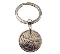 A Silver Dream 1954 Sixpence Coin Keyring 71st Birthday