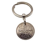 A Silver Dream 1955 Sixpence Coin Keyring 70th Birthday Anniversary Retirement His Hers Men Women