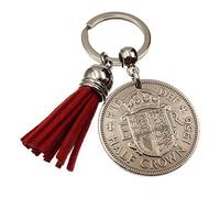 A Silver Dream 1956 Half Crown Coin Red Tassel Keyring