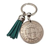 A Silver Dream 1956 Half Crown Teal Tassel Coin Keyring