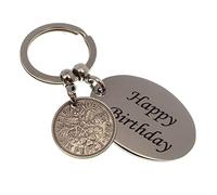 A Silver Dream 1959 HAPPY BIRTHDAY Sixpence Coin Keyring
