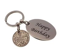 A Silver Dream 1960 HAPPY BIRTHDAY Sixpence Coin Keyring