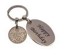 A Silver Dream 1965 HAPPY BIRTHDAY Sixpence Coin Keyring