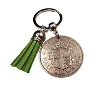 A Silver Dream 1966 Half Crown Green Tassel Coin Keyring