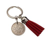 A Silver Dream 1966 Sixpence Red Tassel Coin Keyring