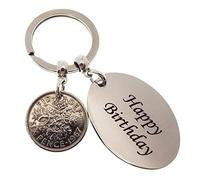 A Silver Dream Happy BIrthday 1967 Sixpence Coin Keyring