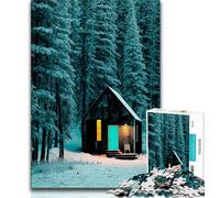 A Single Illuminated Cabin 1000 Piece Jigsaw Puzzle for Adults And Teenagers,Help The Brain Exercise Addictive Toys to Cultivate Patience Suitable for Couples 38x26cm