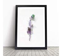 A Single Purple Flower in Abstract | Framed Wall Art Print | Modern Home Decor Picture | Ready to Hang Artwork for Living Room, Bedroom, Kitchen or Office | Multiple Sizes