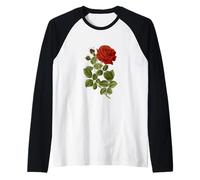 A Single Red Rose Botanical Vector Raglan Baseball Tee