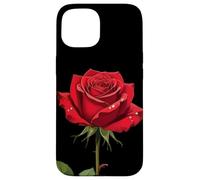 A Single Red Rose With Morning Dew Vector Design Case for iPhone 15