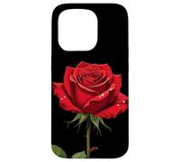 A Single Red Rose With Morning Dew Vector Design Case for iPhone 15 Pro