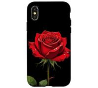 A Single Red Rose With Morning Dew Vector Design Case for iPhone X/XS