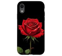 A Single Red Rose With Morning Dew Vector Design Case for iPhone XR