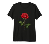 A Single Red Rose with Morning Dew Vector Design Premium T-Shirt