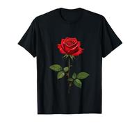 A Single Red Rose with Morning Dew Vector Design T-Shirt