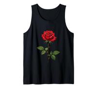 A Single Red Rose with Morning Dew Vector Design Tank Top