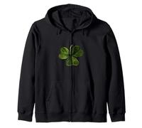 A Single Three-Leaf Clover Cut Out Zip Hoodie