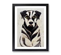 A Sitting Dog Abstract Framed Print | A4 Black Framed Wall Art | Ready to Hang | Abstract Animal Picture | Living Room Bedroom Lounge Office