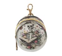 A Skeleton Reading with Flowers and Butterflies Infants Baby Travel Pacifier Holder Portable Cash Coin Purse, Everything Storage pouching contenedor para chupones