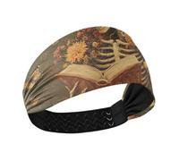 A Skeleton Reading with Flowers and Butterflies no slip sweat headband Elastic sweaty bands for Gym hiking make up tennis