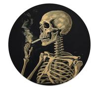 A Skeleton with Burning Cigarette Blanket Round Soft Blankets Fashion Beach Blanket Lightweight Breathable Flannel Throw Blankets Yoga Mat Meditation Picnic Rug for Bed Couch Car 59 Inch