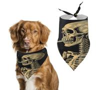 A Skeleton with Burning Cigarette Dog Bandana Funny Triangle Dog Scarf Comfortable Pet Scarf Polyester Bib Handkerchief Soft Adjustable Puppy Bandanas Gift for Small to Large Girl Dog and Cat