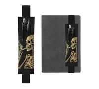 A Skeleton With Burning Cigarette Elastic Band Pen Holder Detachable Pu Leather Pen Sleeve Pouch Journal Pencil Holder Pencil Case Office Supplies Gift For Hardcover Journals Notebooks Planners