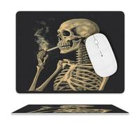 A Skeleton with Burning Cigarette Mouse Pad Computer Mouse Mat