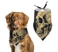 A Skeleton with Burning Cigarette Pet Scarf Adjustable Pet Accessories Triangular Scarf Washable Floral Print Puppy Bib Bandana Stylish Comfortable Cat Scarves for Holiday Scarfs