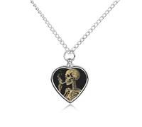 A Skeleton with Burning Cigarette Urn Necklace for Ashes 27.6'' Chain with Filling Kit Pet Cremation Jewelry Charm Silver Pendant Necklace Dog Cat Ashes Keepsakes Memorial Gift for Women Men Pet Lover