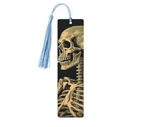 A Skeleton Wood Burning Cigarette Markers 5 Pack Handmade Double Sided Printed Labels Sky Blue Tassel Page Markers Book Accessories