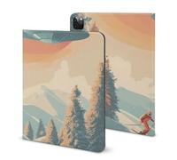 A Skier with Aliens Funny Tablet Case Compatible with IPAD Pro 2020 （11in） Personality Protective Cover with Pen Slot