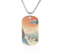 A Skier with Aliens Novelty Pendants Necklaces