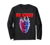 A skull wearing a crown, a blazed in red, white & blue flame Long Sleeve T-Shirt