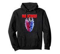 A skull wearing a crown, a blazed in red, white & blue flame Pullover Hoodie
