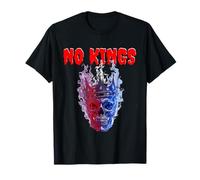 A skull wearing a crown, a blazed in red, white & blue flame T-Shirt